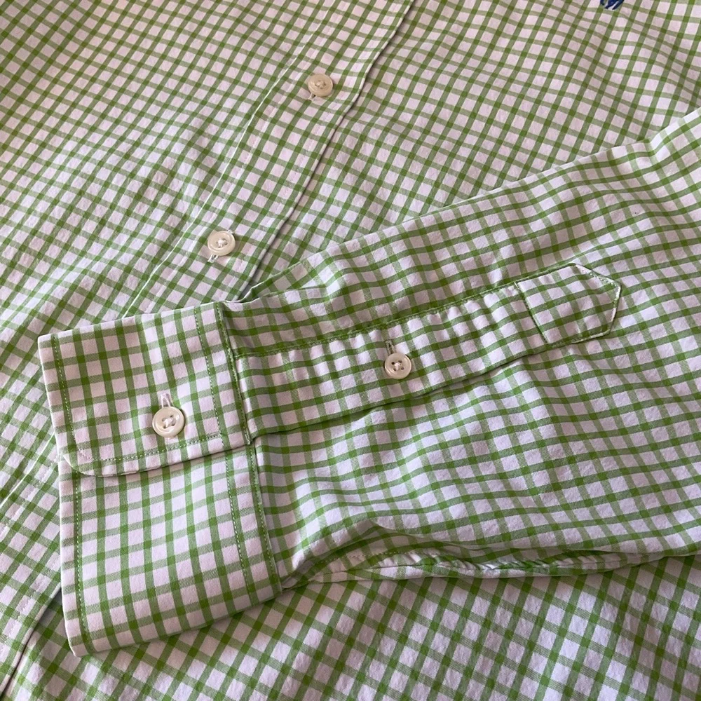 Polo Ralph Lauren Performance Green/White Check Long Sleeve Men’s Shirt,…